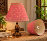 Handmade Red Pure Silk Upcycled Sari Lamp Shade, W/ Frame W/O Base Stand Pleated Floral Design, Eco-Friendly Decor Night By KreatvKraft