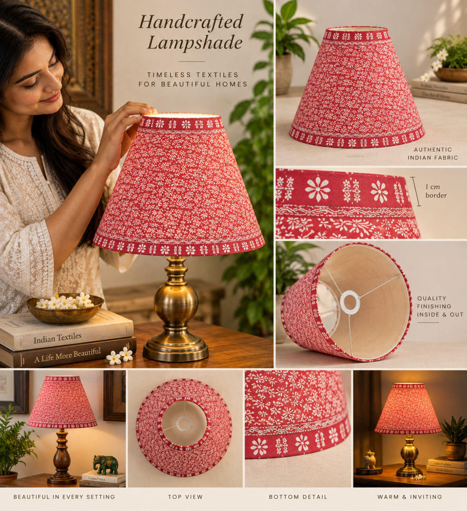 Handmade Pink Pure Cotton Upcycled Sari Lamp Shade, W/ Frame W/O Base Stand Pleated Floral Design, Eco-Friendly Decor Night By KreatvKraft