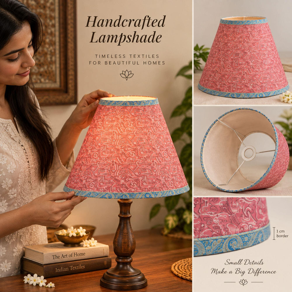 Handmade Lamp Pink Pure Silk Sari Upcycled Gathered Without Stand Unique Eco Friendly Gift, Table/Home Decor, Sustainable By KreatvKraft