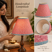 Handmade Lamp Pink Pure Silk Sari Upcycled Gathered Without Stand Unique Eco Friendly Gift, Table/Home Decor, Sustainable By KreatvKraft
