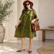Custom made 100% VINTAGE silk (crepe de chine) Kaftan dress, hand made, unique, personalized, relaxed style