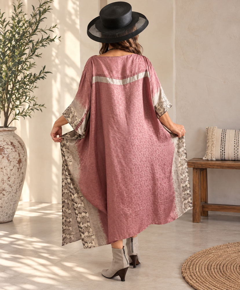Custom made 100% VINTAGE silk , Kaftan dress, hand made, unique, personalized, relaxed style