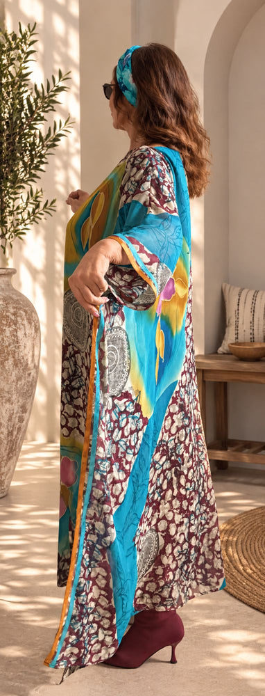 Custom handmade 100% VINTAGE silk (crepe de chine) Kaftan dress, unique, personalized, relaxed style