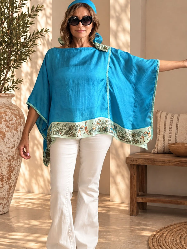 Custom made 100% VINTAGE silk (crepe de chine) Kaftan dress, hand made, unique, personalized, relaxed style