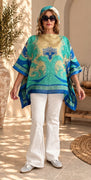 Custom made 100% VINTAGE silk (crepe de chine) Kaftan dress, hand made, unique, personalized, relaxed style