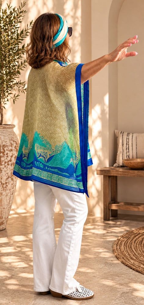 Custom made 100% VINTAGE silk (crepe de chine) Kaftan dress, hand made, unique, personalized, relaxed style