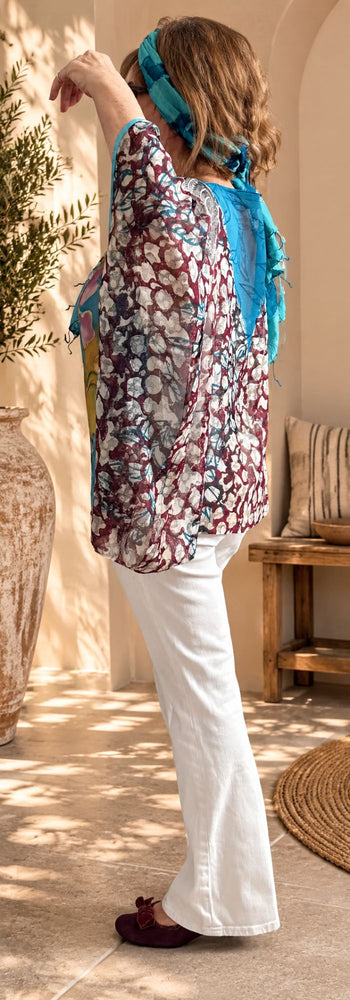 Custom made 100% VINTAGE silk (crepe de chine) Kaftan style blouse, hand made, unique, personalized, relaxed style