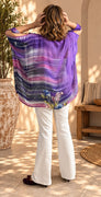 Custom made 100% VINTAGE silk (crepe de chine) Kaftanstyle blouse , hand made, unique, personalized, relaxed style
