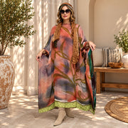 Custom made 100% VINTAGE silk (crepe de chine) Kaftan dress, hand made, unique, personalized, relaxed style