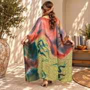 Custom made 100% VINTAGE silk (crepe de chine) Kaftan dress, hand made, unique, personalized, relaxed style