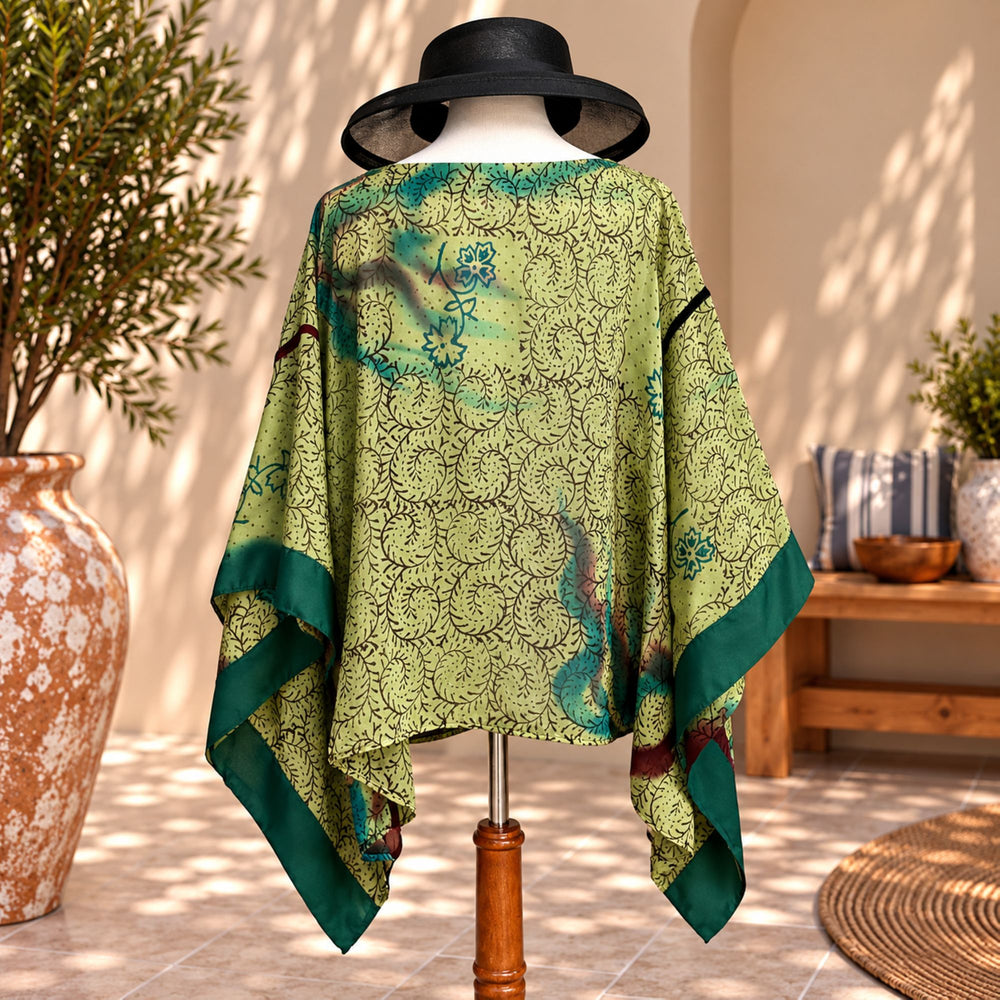 Custom handmade 100% VINTAGE silk (crepe de chine) Kaftan style blouse, unique, personalized, relaxed style