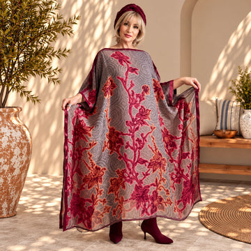 Custom made 100% VINTAGE silk (crepe de chine) Kaftan dress, hand made, unique, personalized, relaxed style