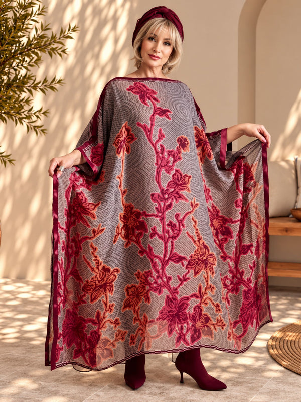 Custom made 100% VINTAGE silk (crepe de chine) Kaftan dress, hand made, unique, personalized, relaxed style