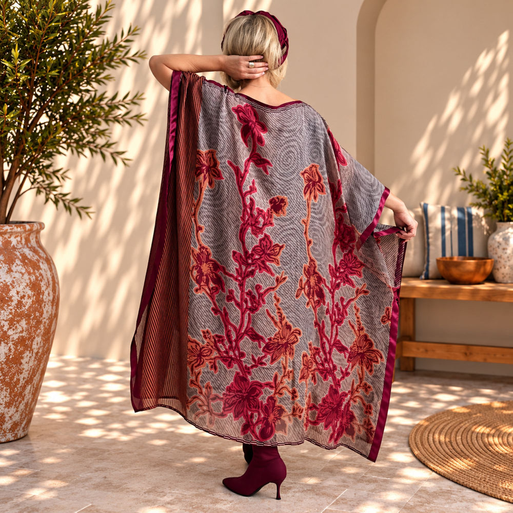Custom made 100% VINTAGE silk (crepe de chine) Kaftan dress, hand made, unique, personalized, relaxed style