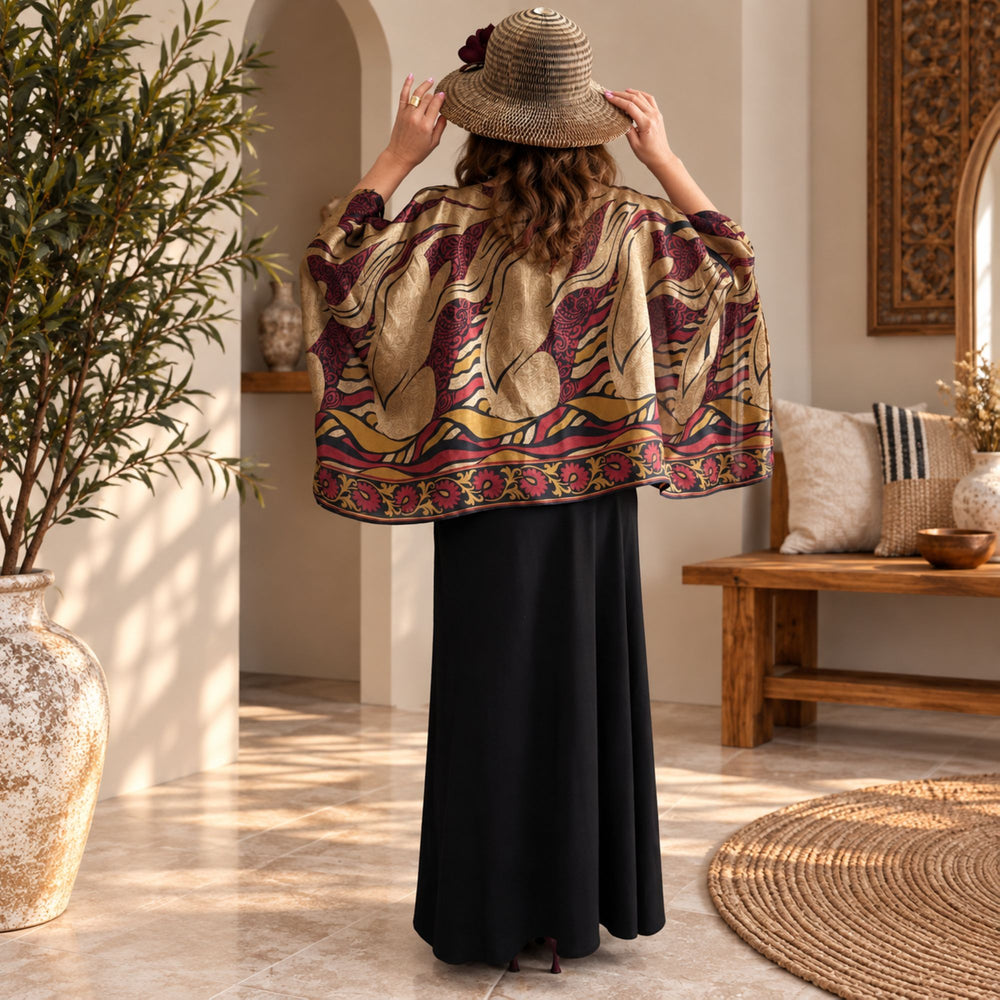 Custom made 100% VINTAGE silk (crepe de chine) Kaftan dress, hand made, unique, personalized, relaxed style