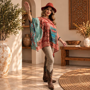 Custom handmade 100% VINTAGE silk (crepe de chine) Kaftan style blouse, unique, personalized, relaxed style