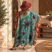Custom made 100% VINTAGE silk (crepe de chine) Kaftan dress, hand made, unique, personalized, relaxed style