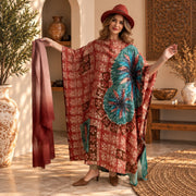 Custom made 100% VINTAGE silk (crepe de chine) Kaftan dress, hand made, unique, personalized, relaxed style