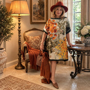 Silk dress, Kaftan style, unique, custom made