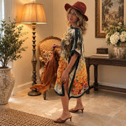 Silk dress, Kaftan style, unique, custom made