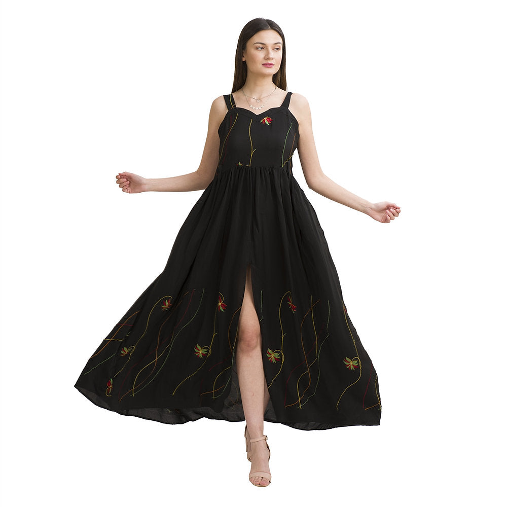 Pure Crepe Silk Sweetheart Long Dress