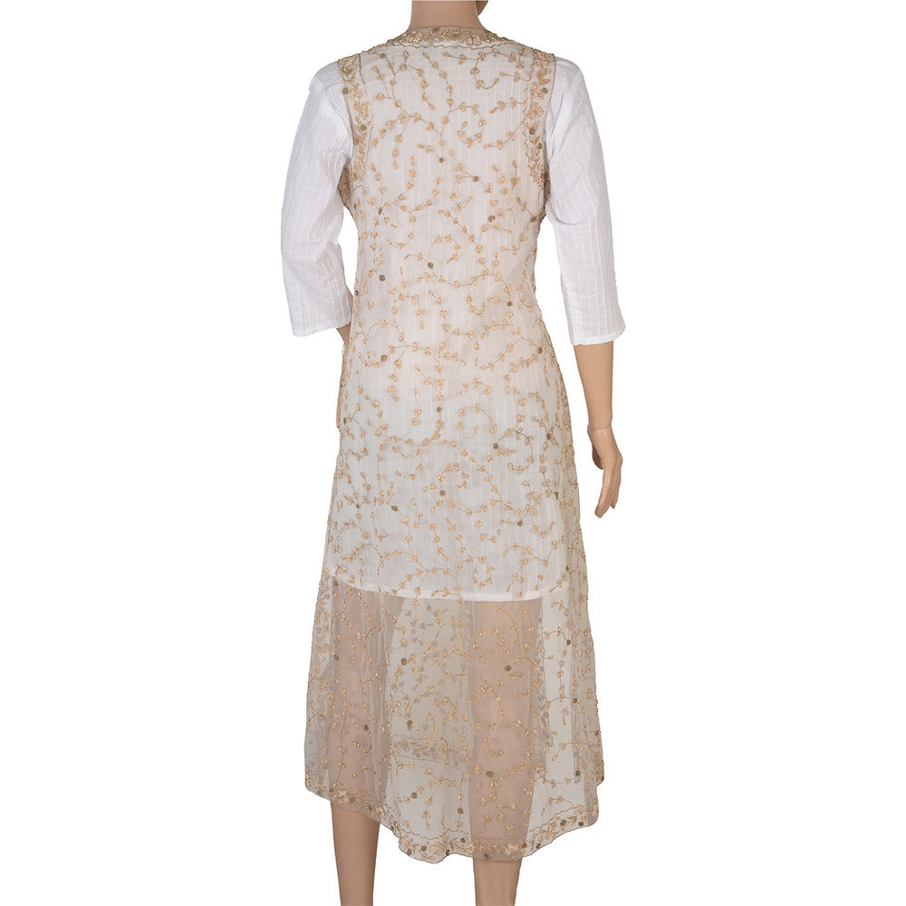 Net Mesh Handmade Fashion Style Long Kurta (Medium)