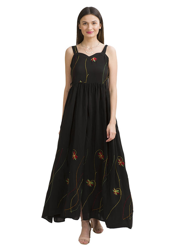 Pure Crepe Silk Sweetheart Long Dress