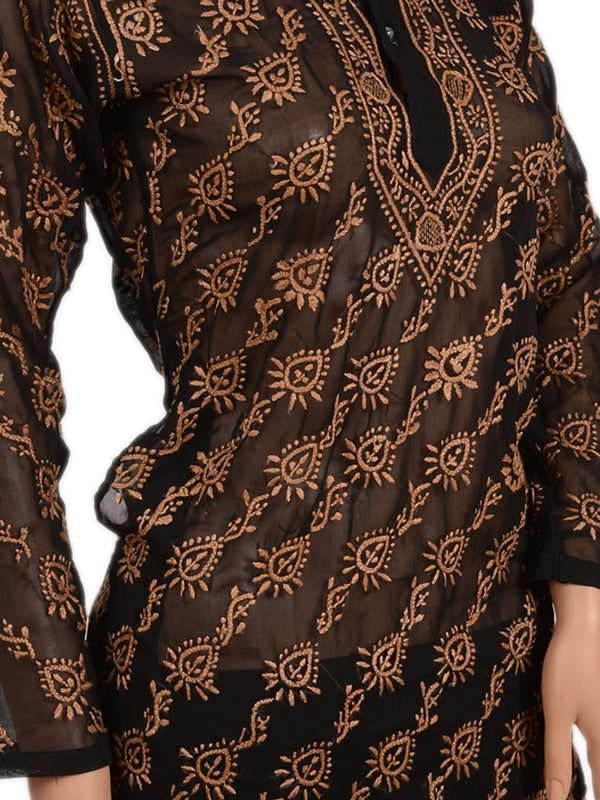 Georgette Hand Embroidered Chikankari Kurta Top (Medium)