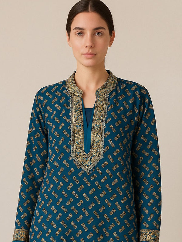 Pure Georgette Silk Hand Embroidered Long Kurta
