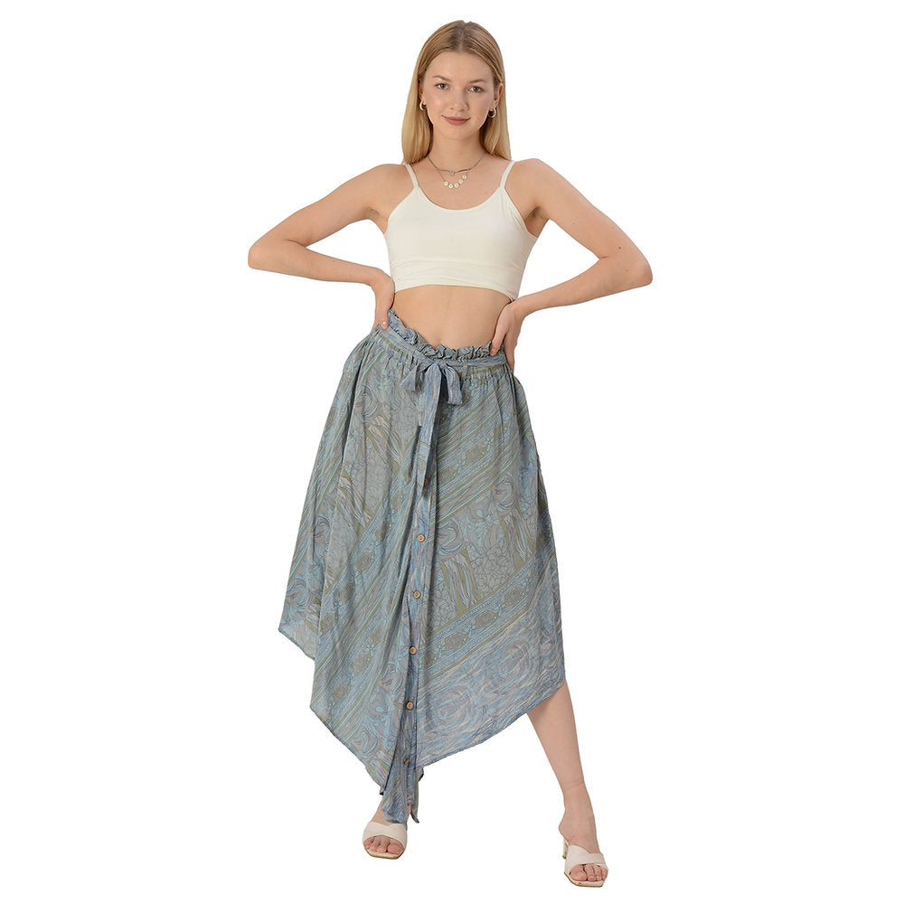 Pure Crepe Silk Wrap Blouse - Upcycled Free Size (Small)