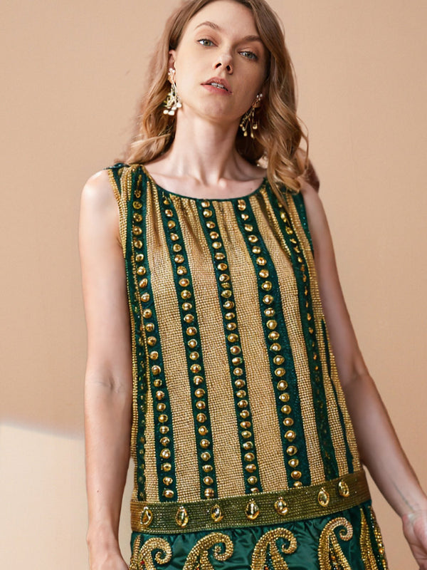 Pure Silk Hand Beaded Long Kurta Sequins Work (X-Lage)