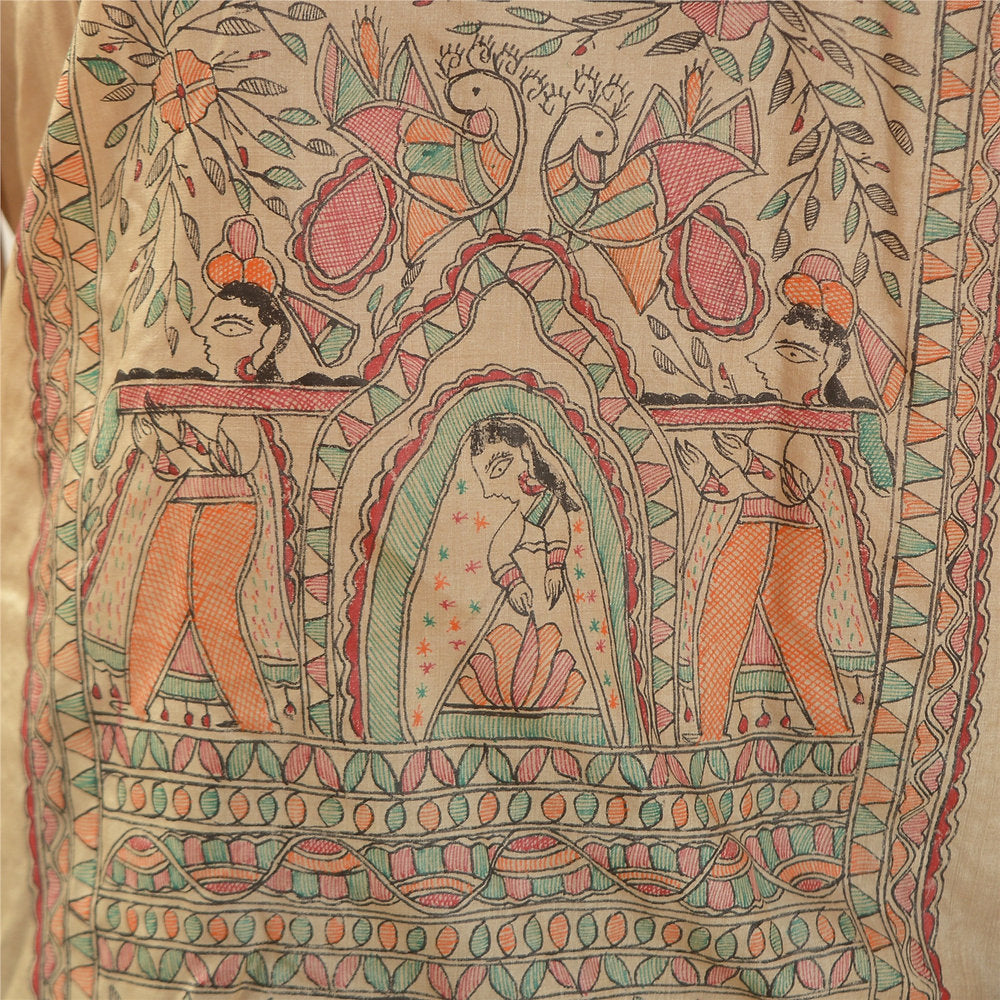 Pure Silk Kalamkari Print Long Kurta (Large)