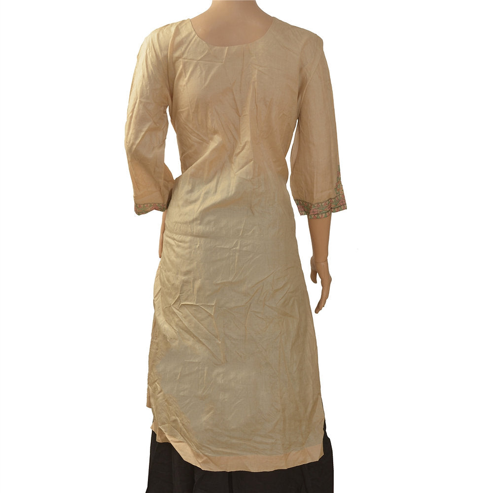 Pure Silk Kalamkari Print Long Kurta (Large)