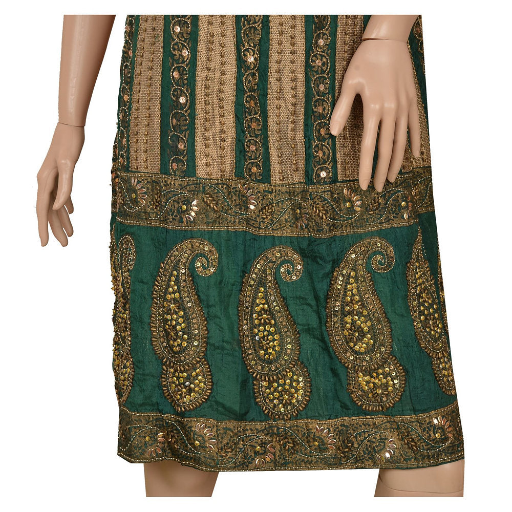 Pure Silk Hand Beaded Long Kurta Sequins Work (X-Lage)
