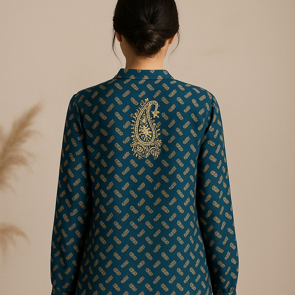 Pure Georgette Silk Hand Embroidered Long Kurta