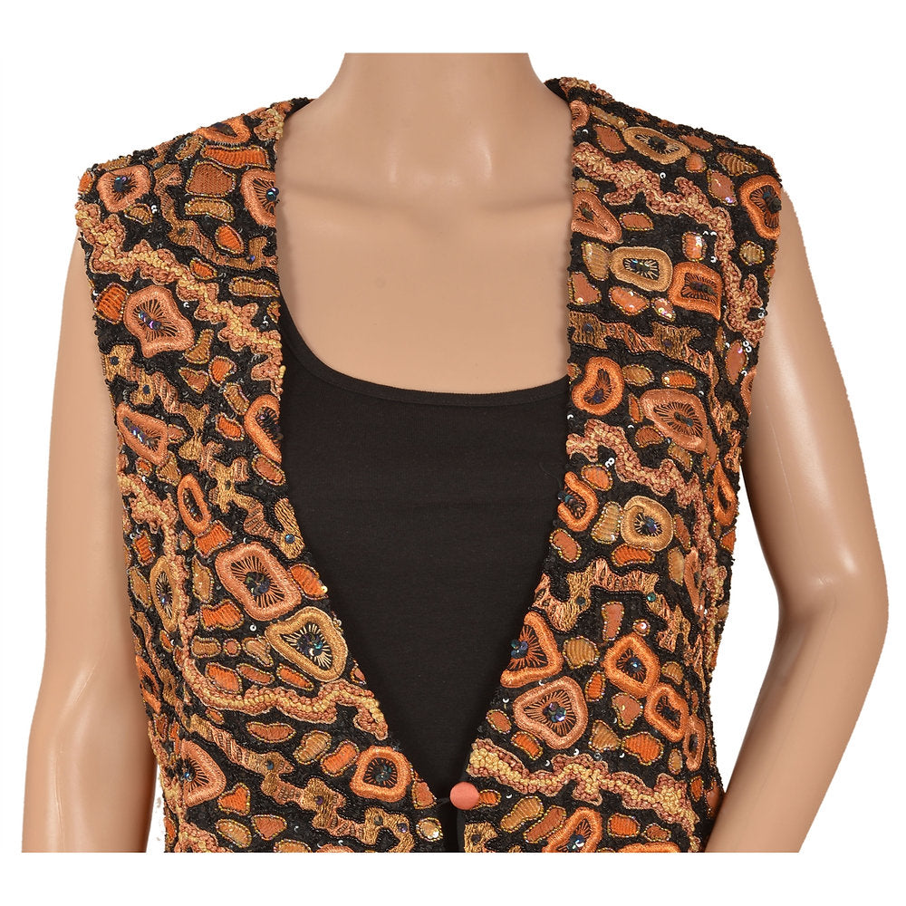 Velvet Hand Beaded Woven Short Jacket (Medium)