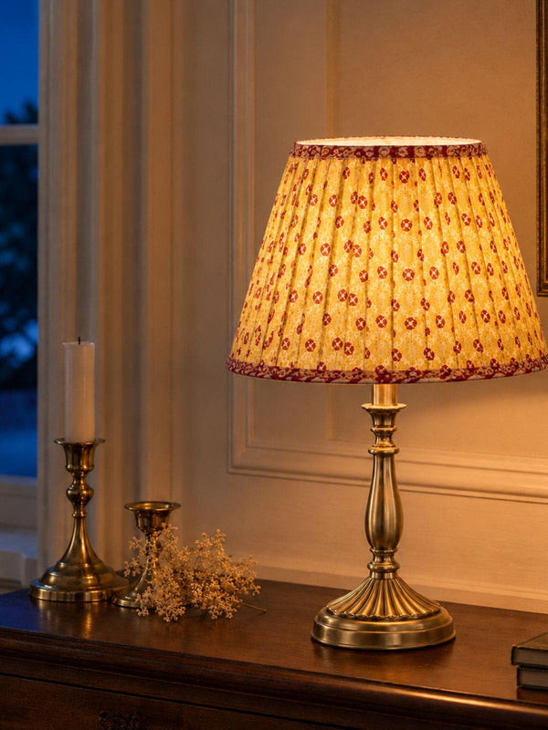Yellow French Gathered Pleated Lamp Shade, Floral Print – Shade Only