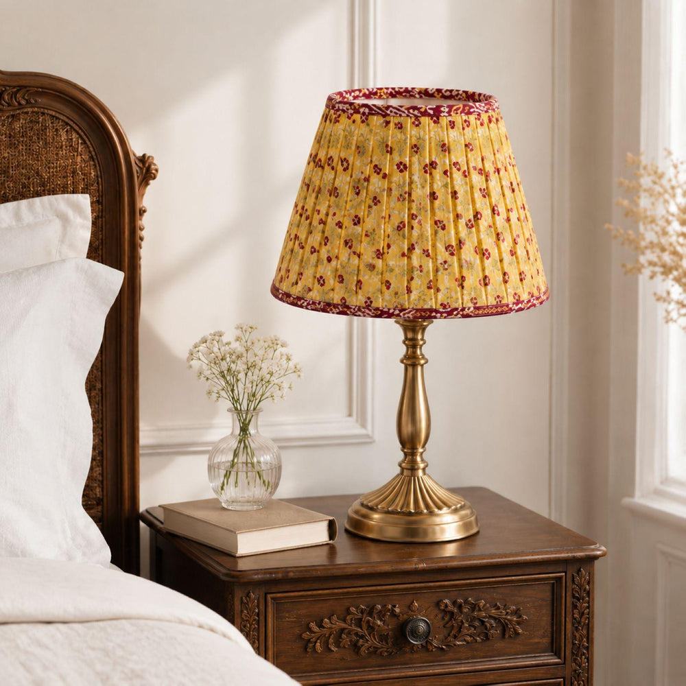 Handmade French Gathered Pleated Yellow lampshade Table Lamp Without Stand Eco Friendly Gift, Table/Home Decor, Sustainable By KreatvKraft