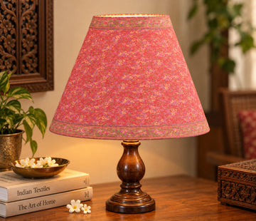 Handmade Red Pure Silk Upcycled Sari Lamp Shade, W/ Frame W/O Base Stand Pleated Floral Design, Eco-Friendly Decor Night By KreatvKraft